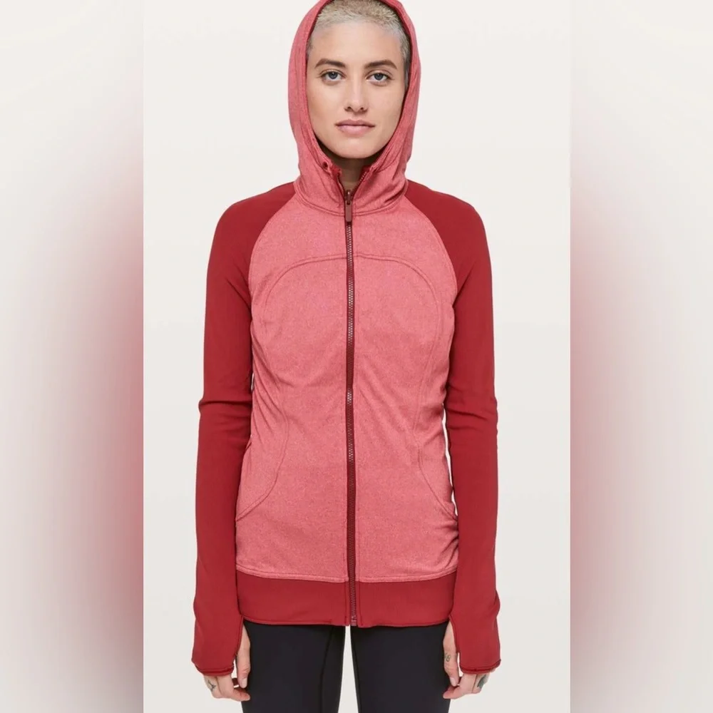Lululemon Dance Studio Jacket Rib Sleeve Reversible Dark Sport Red Zip Up Size 4